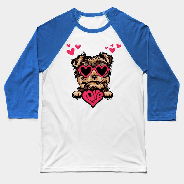 Funny Yorkie Dog Valentine's Day Dog Mom Baseball T-Shirt by Way Down South